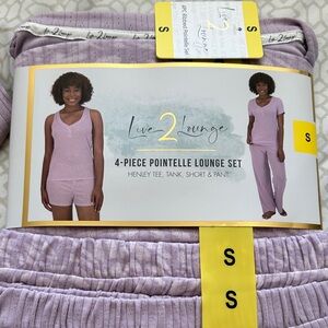 Live 2 Lounge Women's Lavender 4-Piece Pointelle Pajama Set 4-piece